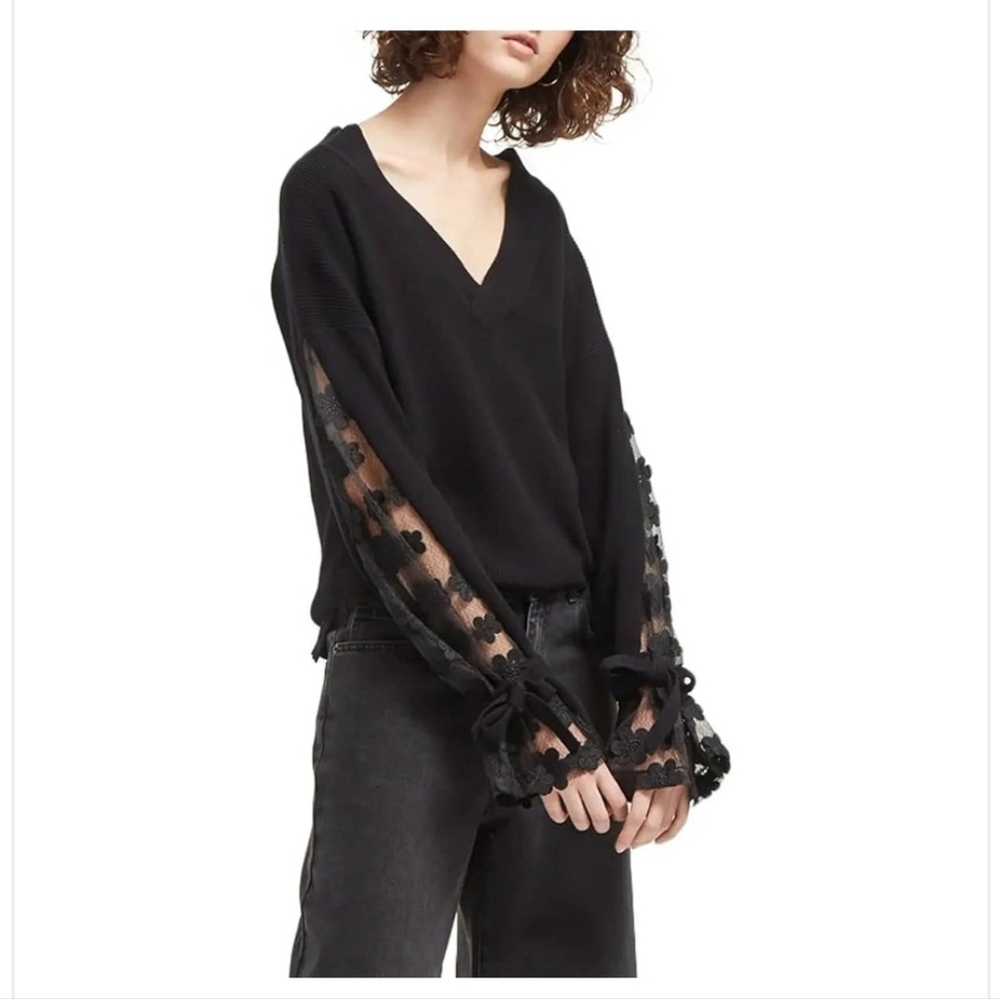 French Connection Lace Trim Long Sleeves size XS